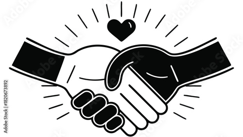 Minimalist line art illustration of two hands gently intertwined symbolizing connection unity and support with a soft elegant aesthetic