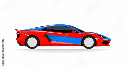 Modern Sports Car Illustration Featuring a Sleek Silhouette and Crisp Clean Line Art Aesthetic