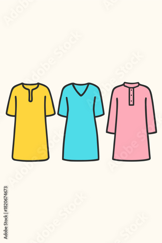 vector illustration of colorful t shirts