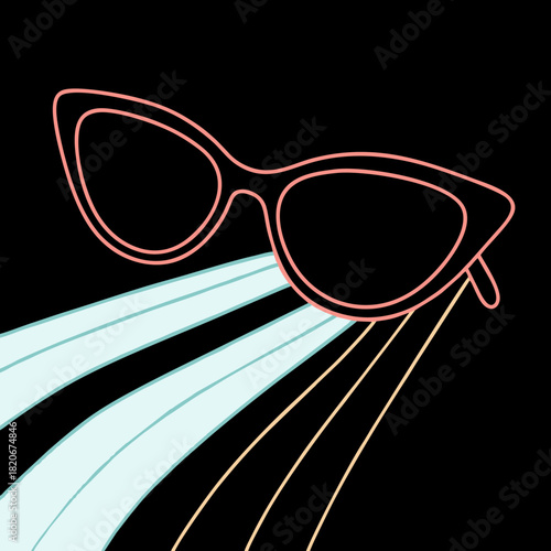 sunglasses on black background