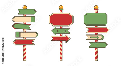 North pole signs christmas direction winter holiday decoration