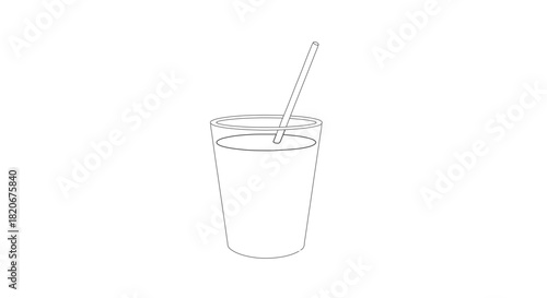 Pink Milkshake or Fruit Smoothie Drink Illustration with Straw Icon