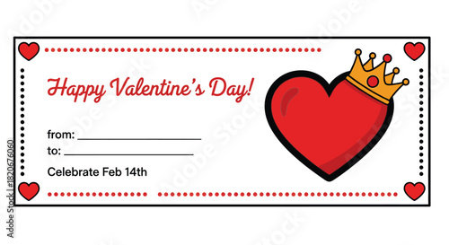 Valentine's day card printable heart crown template free download