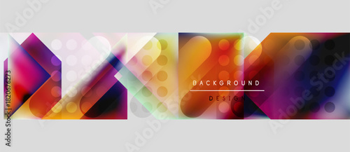 Abstract geometric pattern. Vibrant colors blend, creating modern design. Shapes overlap, forming dynamic composition. Minimalist style.