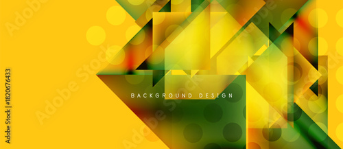Abstract geometric design. Yellow, green hues blend. Overlapping shapes create dynamic visual effect. Modern background texture.