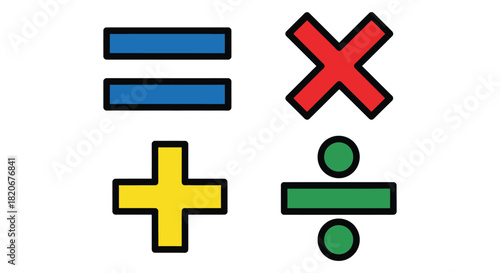 Math symbols clip art colorful mathematics education illustration