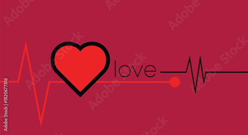 Heartbeat love valentine's day romantic pulse cardiogram vector art