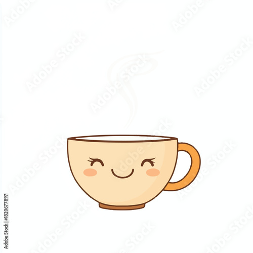 Cute Smiling Teacup Illustration with Rosy Cheeks