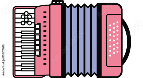 Pink accordion musical instrument bellows keys vector graphic art