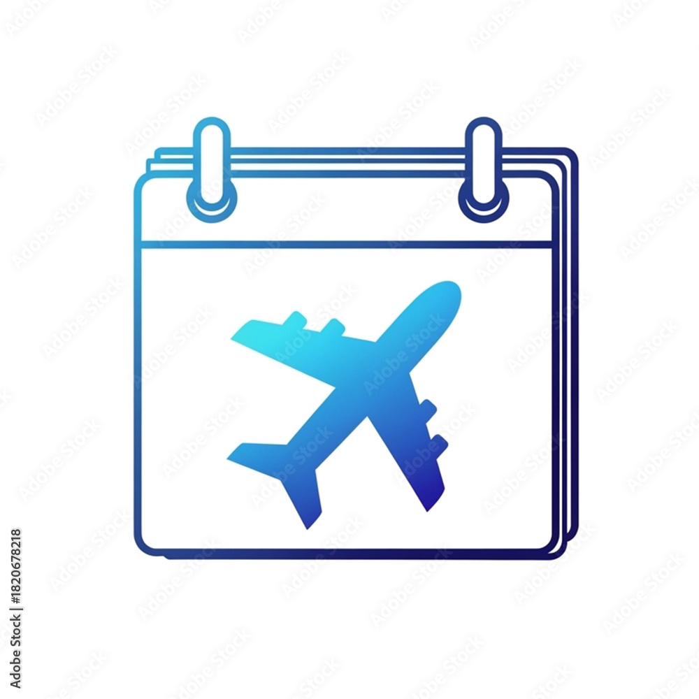 Fototapeta premium Airplane icon on calendar page representing travel planning and scheduling