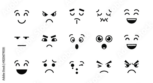 Emotions faces vector pack different mood expressions illustration