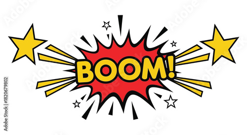 Boom comic explosion vector illustration graphic design element
