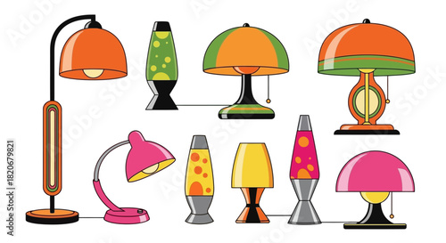 Retro Lamps Collection A Stylish Array of Modern and Vintage Lighting Designs in Vector Format