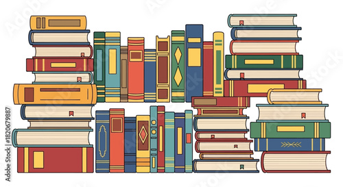 Colorful Book Collection A Diverse Array of Illustrated Literature and Learning Resources