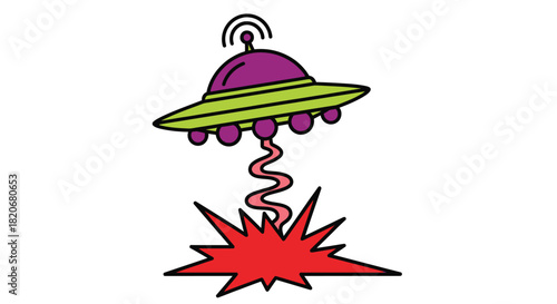 Cartoon ufo alien invasion spaceship illustration vector graphic