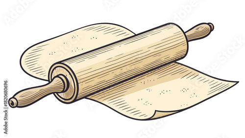Rolling pin stretches dough, creating a delicious treat for baking enthusiasts, perfect for culinary projects and adding a touch of rustic charm to designs