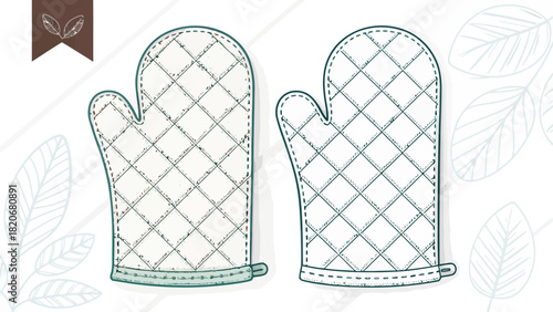 Stylish oven mitts for baking enthusiasts, digitally crafted for a modern kitchen aesthetic, ideal for culinary projects and home decor designs