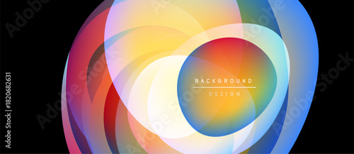 Abstract colorful layers create dynamic visual effect. Concentric circles blend, forming vibrant background design. Smooth gradients dominate composition.