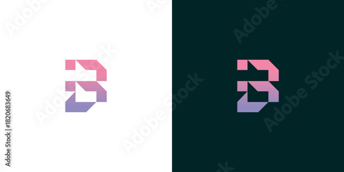 Modern abstract letter B logo design with a colorful gradient, representing digital innovation and creative technology