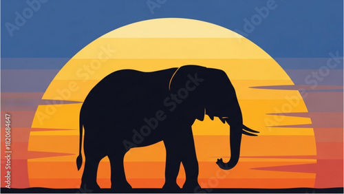 Elephant Silhouette at Sunset A Majestic African Wildlife Scene