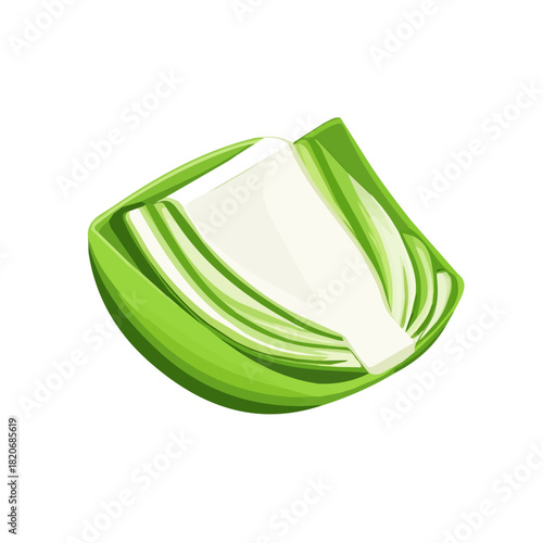 Minimalistic 2D flat icon featuring a sliced_bok_choy isolated on a white background, an element in vector and EPS format