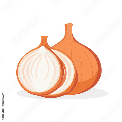 Minimalistic 2D icon featuring a sliced_onion isolated on a white background, an element in vector and EPS format, Icon clipart set