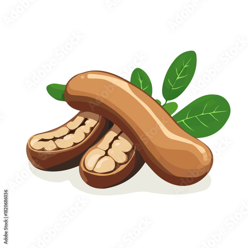 Minimalistic 2D icon featuring a sliced_tamarind isolated on a white background, an element in vector and EPS format, Icon clipart set