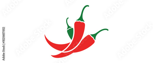 Red and green chili peppers vector illustration, hot spice food ingredient graphic design element for restaurant logo, menu, or culinary themes, fiery.