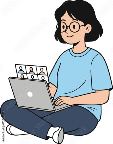 Female Remote Employee in Online Meeting
