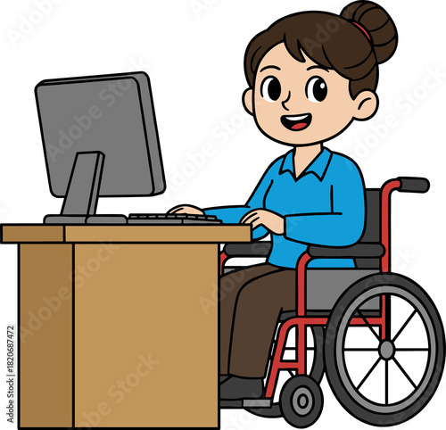 Female Office Worker in Wheelchair