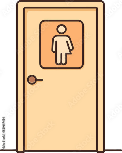 Gender-Neutral Restroom Door Illustration