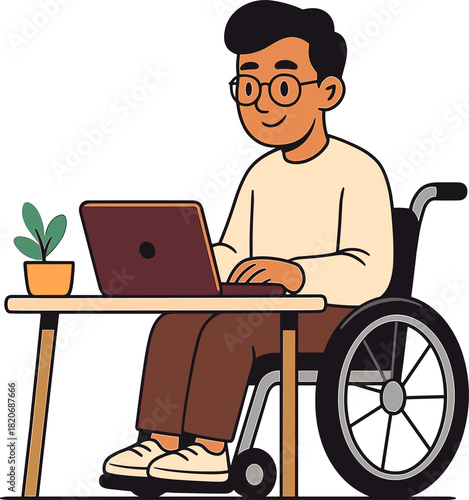 Wheelchair Employee Working at Desk