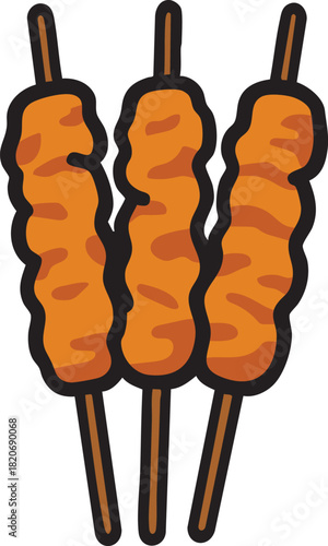 Grilled meat skewers on sticks