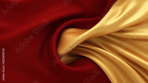 Soft flowing red and gold gradient waves. Elegant silk fabric animation blending crimson and metallic hues for festive holiday backgrounds. video footage video footage