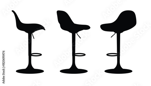 Modern bar stools in silhouette on a white background