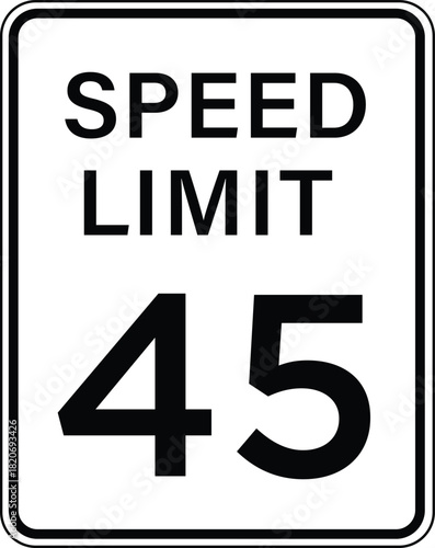 45 MPH Speed Limit Road Signs.Warning Traffic Road Street Metal Sign