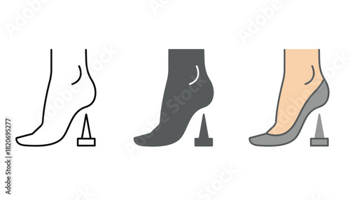 Close-up illustration of a foot in a high heel shoe with a protective heel stopper.