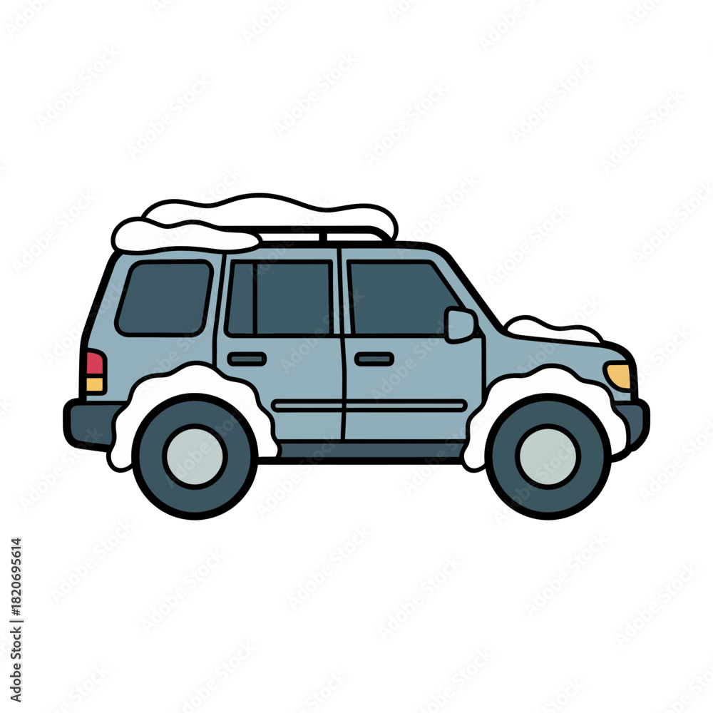 Obraz premium Realistic Winter SUV Flat Vector Illustration