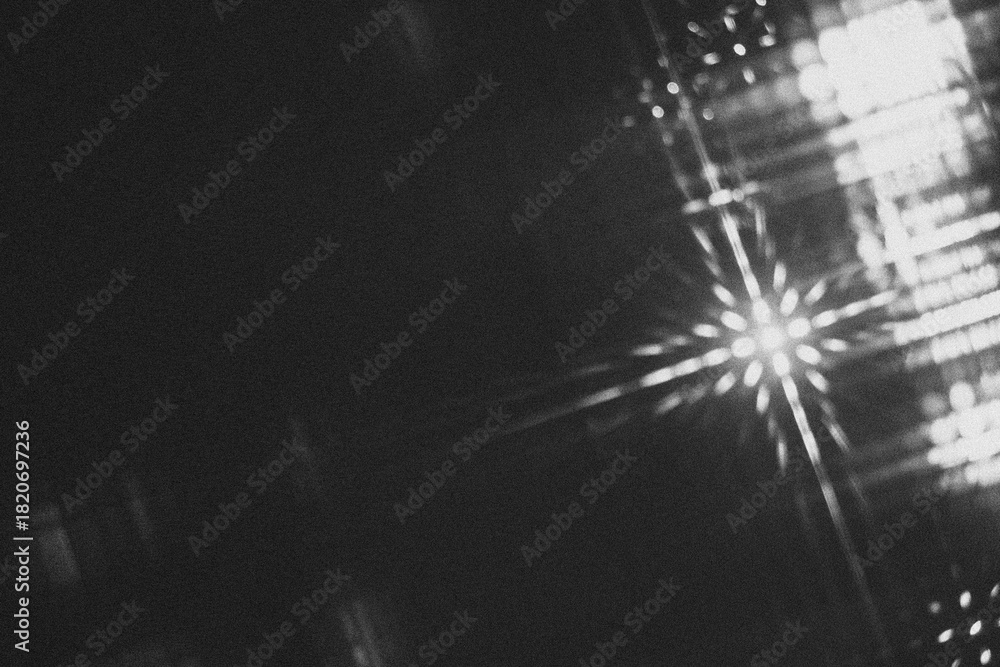 Naklejka premium retro film overlay effect with scratch dust and light leaks, retro grain noisy film distressed texture light leak flare on black background, Black and white background