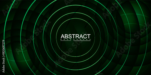 Abstract Dark Green Background with Concentric Light Green Circles.