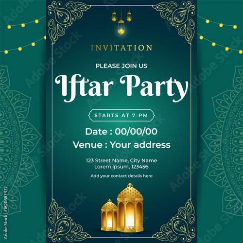 Vector illustration of Iftar Party social media template