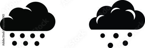 Two black and white cloud icons with raindrops falling below
