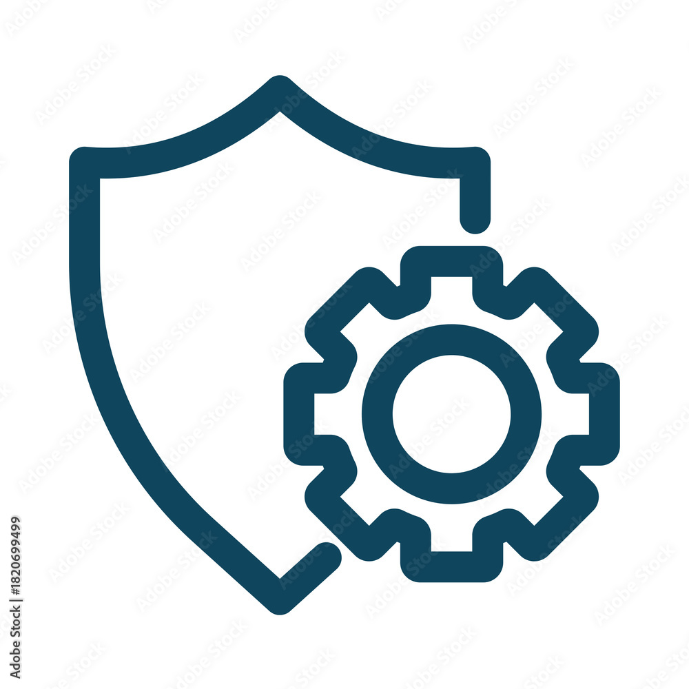 Obraz premium Shield with gear icon security settings isolated on transparent background