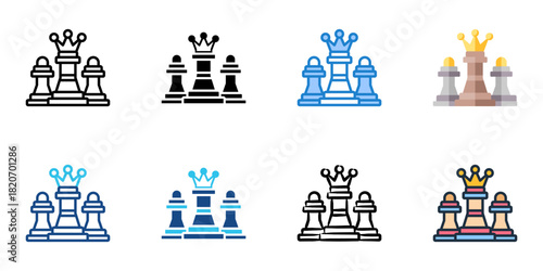 Chess icon set multiple style collection 
