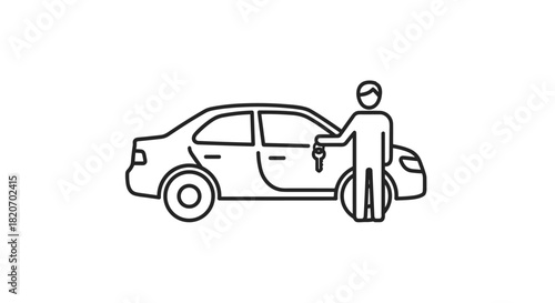 Unlock your dreams with a new car man holding key ready to start the engine a symbol of possibilities and freedom on the open road, Generative AI.