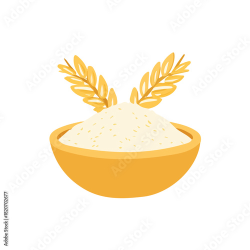 An Imaginary 2D flat icon_wheat_flour_bowl, modern element in vector and EPS format_clean vector_isolated on a white background