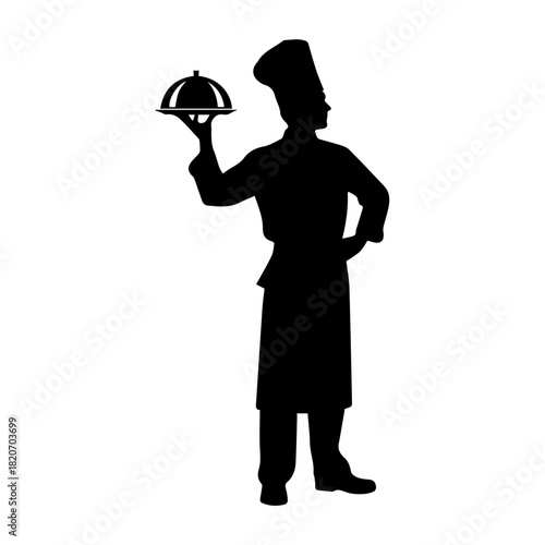 restaurant waiter carrying food silhouette