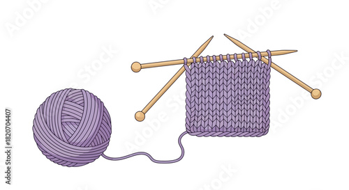 Knitting with Wool Needlework Project in Lilac Hues
