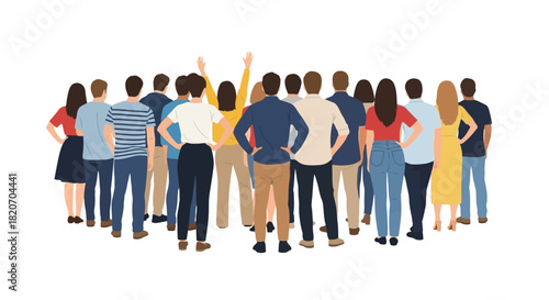 Crowd of People from Behind Diverse Group Gathering