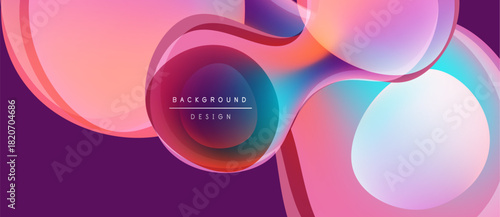 Abstract fluid shapes blend, creating vibrant gradients. Pink, purple, blue hues dominate design. Modern aesthetic, dynamic composition.